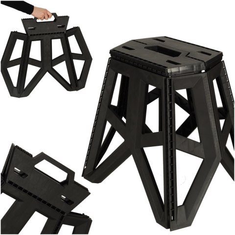 Taboret Składany Krzesełko Turystyczne Czarne Kempingowe Przenośne 39,5cm czarne Taboret Składany Krzesełko Turystyczne Czarne Kempingowe Przenośne 39,5cm czarne