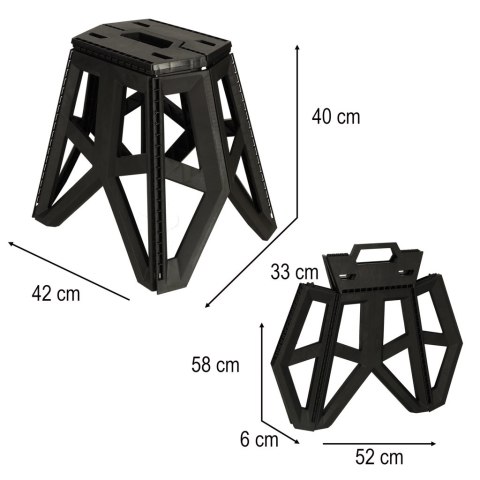 Taboret Składany Krzesełko Turystyczne Czarne Kempingowe Przenośne 39,5cm czarne Taboret Składany Krzesełko Turystyczne Czarne Kempingowe Przenośne 39,5cm czarne