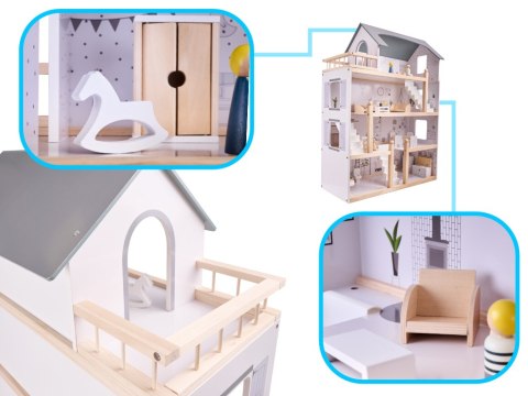 Domek dla lalek drewniany mebelki 80cm Domek dla lalek drewniany mebelki 80cm
