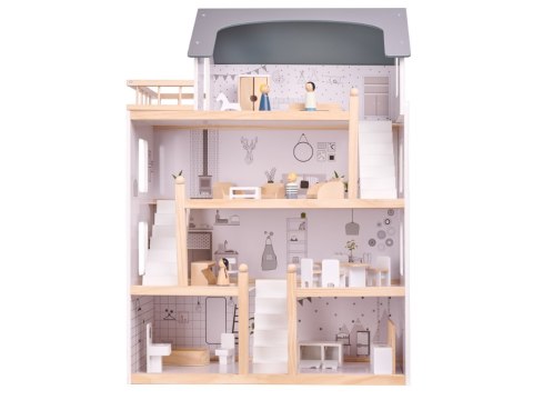 Domek dla lalek drewniany mebelki 80cm Domek dla lalek drewniany mebelki 80cm