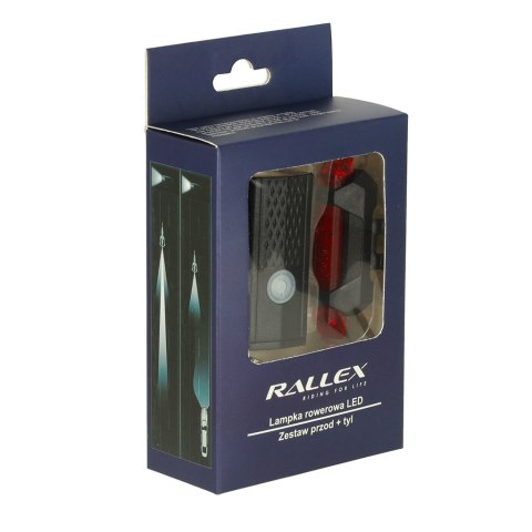 RALLEX Lampka rowerowa LED zestaw tył-przód na rower kierownicę USB RALLEX Lampka rowerowa LED zestaw tył-przód na rower kierownicę USB