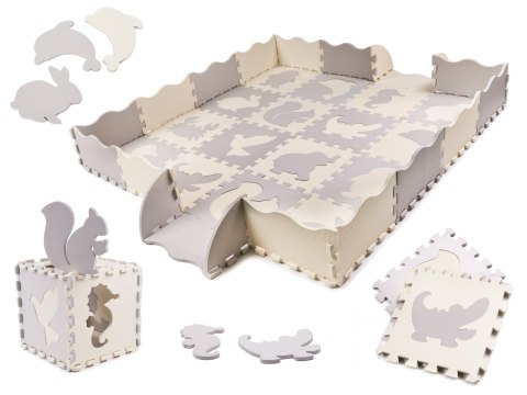 Mata edukacyjna piankowa puzzle kojec szara ecru 30 x 30 cm 36 elementów Mata edukacyjna piankowa puzzle kojec szara ecru 30 x 30 cm 36 elementów