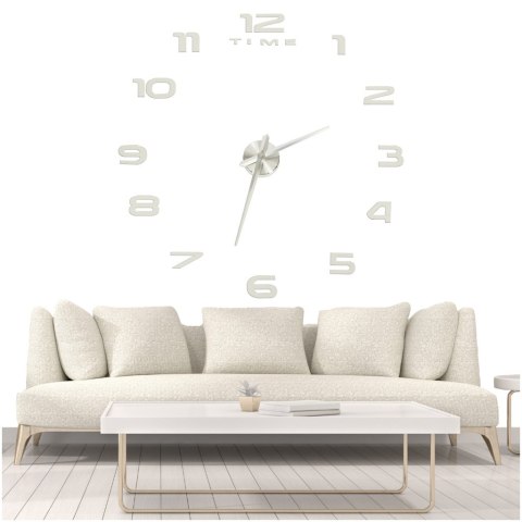 Zegar ścienny naklejany DIY duży regulowany 80-120cm srebrny 12 cyfr Zegar ścienny naklejany DIY duży regulowany 80-120cm srebrny 12 cyfr