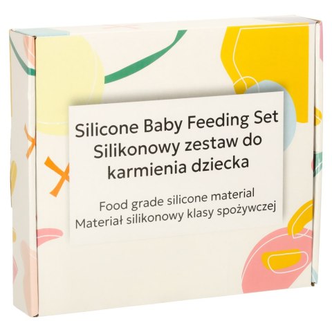 Naczynia silikonowe dla dzieci zestaw 4 elementów miś niebieski Naczynia silikonowe dla dzieci zestaw 4 elementów miś niebieski