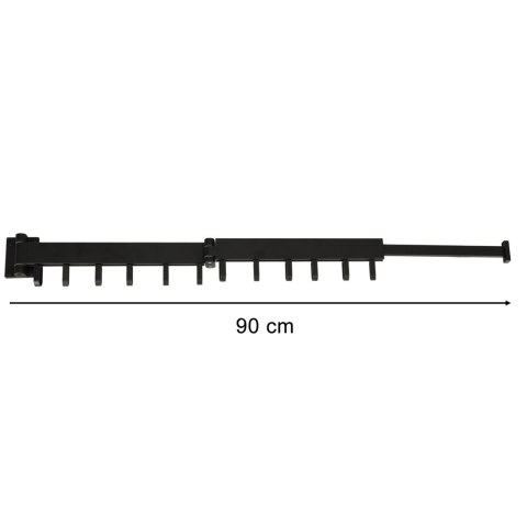 Suszarka na pranie wieszak teleskopowy ścienny składany czarny 90cm Suszarka na pranie wieszak teleskopowy ścienny składany czarny 90cm