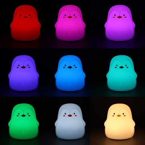Lampka nocna dla dzieci silikonowa LED biała pingwinek Lampka nocna dla dzieci silikonowa LED biała pingwinek