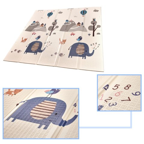Mata edukacyjna piankowa dwustronna składana słonie las 180 x 200 cm Mata edukacyjna piankowa dwustronna składana słonie las 180 x 200 cm