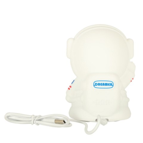 Lampka nocna dla dzieci silikonowa 8 LED USB biała astronauta Lampka nocna dla dzieci silikonowa 8 LED USB biała astronauta