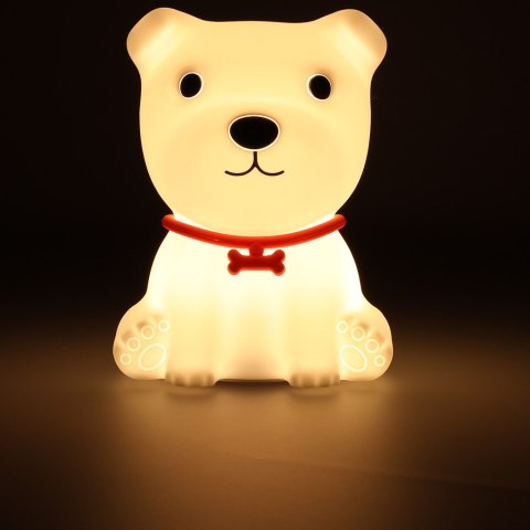 Lampka nocna dla dzieci silikonowa 8 LED USB biała piesek Lampka nocna dla dzieci silikonowa 8 LED USB biała piesek