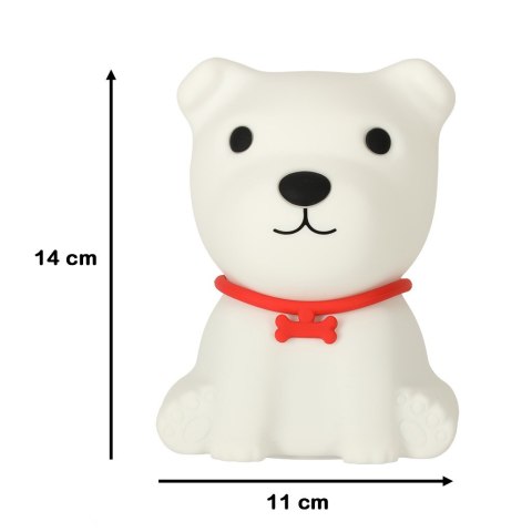 Lampka nocna dla dzieci silikonowa 8 LED USB biała piesek Lampka nocna dla dzieci silikonowa 8 LED USB biała piesek