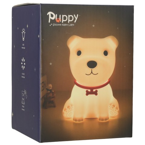 Lampka nocna dla dzieci silikonowa 8 LED USB biała piesek Lampka nocna dla dzieci silikonowa 8 LED USB biała piesek
